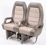 BAC - Sud Aviation Concorde, a pair of conjoined cabin seats, in grey Connolly leather and cloth,