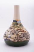 A Moorcroft pottery limited edition vase of globular form with raised tapering neck tube lined in