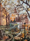 Continental School, 20th Century - A view in Amsterdam - Acrylic on board