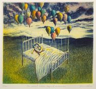 Trevor Price (British, b.1966) - 'The moment between sleep and consciousness' - Coloured etching