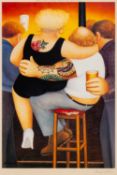 *Beryl Cook (British, 1926-2008) - 'Two on a stool' - Colour print