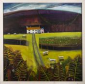 Mary Sumner (British 1957-2016) - To The Farmhouse - Oil on canvas - 80 x 80cm,