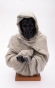 After Pietro Calvi (Italian, 1833-1884), a painted plaster bust of Othello; portrayed as bearded,
