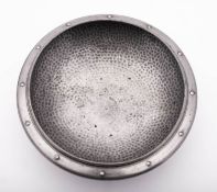 A planished pewter bowl in Arts & Crafts style, by My Lady,