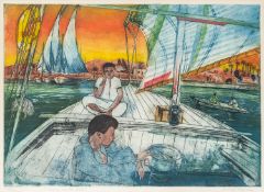 Richard Bawden (British, 1936 - 2024) - 'Felucca on the Nile' - Etching - 44.5 x 60.