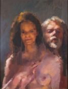 *Robert Oscar Lenkiewicz (British, 1941-2002) - Painter with Moira - Oil on canvas - 63.5 x 48.5cm