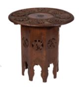 An Indian carved hardwood occasional tab