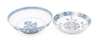 An English blue and white delftware bowl