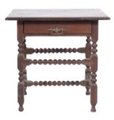 An oak side table, elements late 17th ce