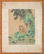 A set of four Chinese paintings on silk,
