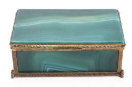 A green banded agate and gilt metal trin