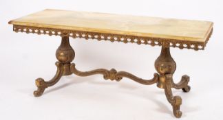 An onyx and brass mounted coffee table i