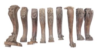 Two pairs of cabriole legs. With foliate
