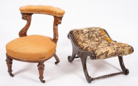 A Regency carved walnut and upholstered