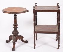 A mahogany and pine topped octagonal occ