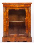 A Victorian walnut, marquetry and glazed