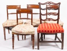 A set of four Regency mahogany and seat