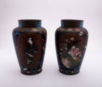 A pair of Japanese cloisonne vases, Meij
