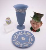 A Wedgwood pale blue jasper ware vase of