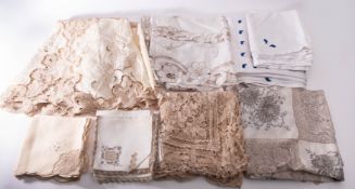 A collection of late 20th century whitewear, comprising table cloths and napkins,