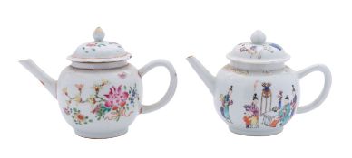Two Chinese famille rose teapots and covers,
