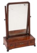 A George III mahogany and inlaid swing frame platform toilet mirror,