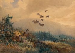 William Widgery (British, 1822-1893) - Grouse taking Flight - Watercolour - 26 x 36cm,