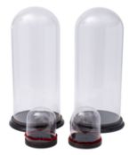 Two pairs of glass display domes,