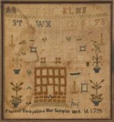 A George III needlework sampler, the work of Frances Darbyshire,