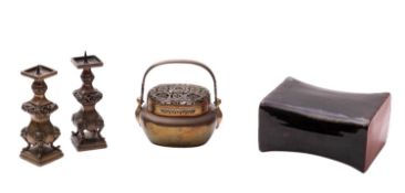 A Chinese bronze hand warmer, late Qing dynasty,