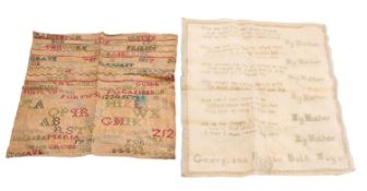 Two Georgian needlework samplers; one, the work of Susanna Maria Robinson, 1771, with moral verse,