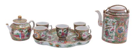 A Chinese Canton famille rose/verte part tea service,