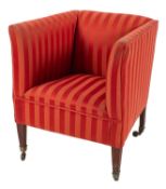 An Edwardian stained beech frame club armchair, of square outline,