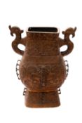 A large Chinese archaistic two-handled bronze vessel,