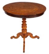 A 19th Century Continental walnut and parquetry top centre table,