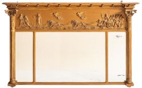A 19th Century later gilt decorated landscape overmantel mirror,