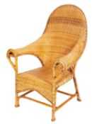 A wicker and rattan armchair, by Dryad & Co.