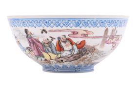 A Chinese eggshell porcelain bowl and a famille rose 'lotus' charger,
