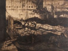 Sir Frank Brangwyn (British, 1867-1956) - Loading Barges, 1904 - Etching - 43 x 55cm, 69.