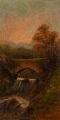 William Collins (British 1788-1847) - Waterfalls under bridges - A pair of oils on board - Each 40