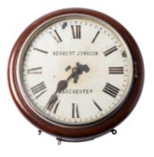 Herbert Johnson, Manchester, a late-Victorian round mahogany wall clock