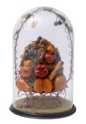 A Victorian waxwork arrangement of fruit,