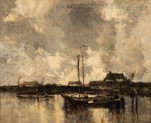 William Alfred Gibson (British, 1866-1931) - 'A Break in the Clouds' - Oil on canvas - 49 x 59.