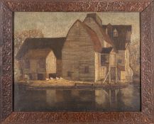 A Beach (British 19th/20th Century) - 'The Mill' - Oil on canvas - 34 x 44cm,