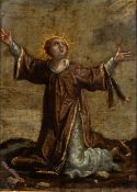 Spanish School, 18th Century - St. Anthony - Oil on copper - 21 x 15cm, 24 x 18cm framed.