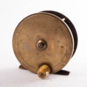 A Charles Farlow & Co 3 3/4 inch brass four bar reel,