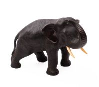 A Japanese bronze okimono of an elephant by Tsukahara Tsunemitsu, Meiji period,