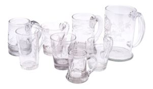 A group of seven glass tankards, 19th century and later,