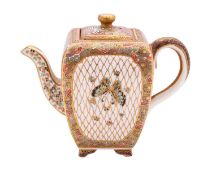 A mixed lot of Japanese Satsuma wares, Meiji period comprising a teapot and cover,