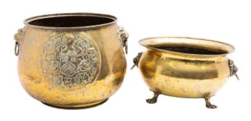 A brass jardiniere or coal bin, Low Countries,